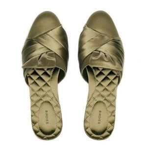 ✨ Birdies Songbird Mule In Khaki Green Satin ✨